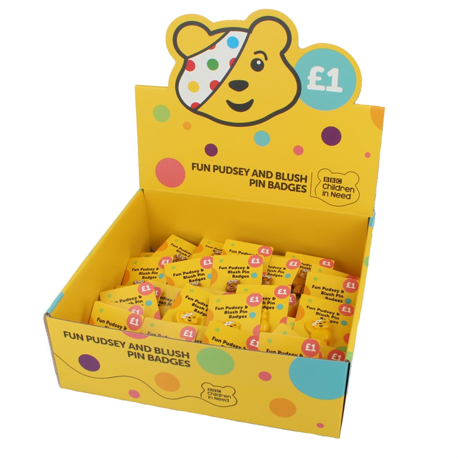 Workplace Fun Pudsey Blush Pin Badges Box of 60 BBC Children in Need